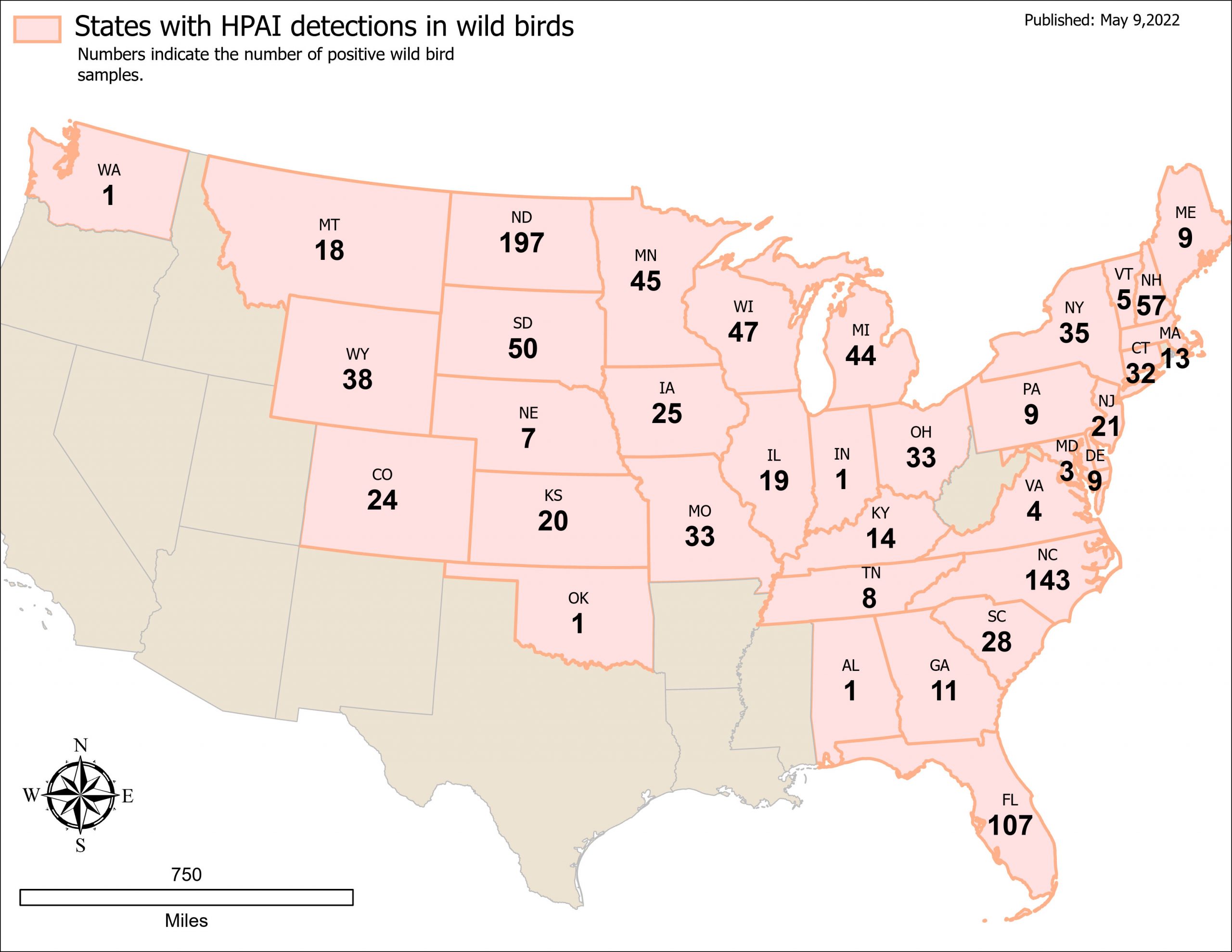 avian flu map May 2022