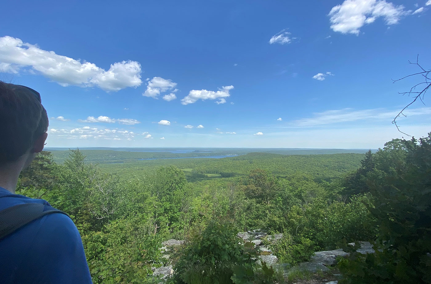 looking out from mountaintop at view