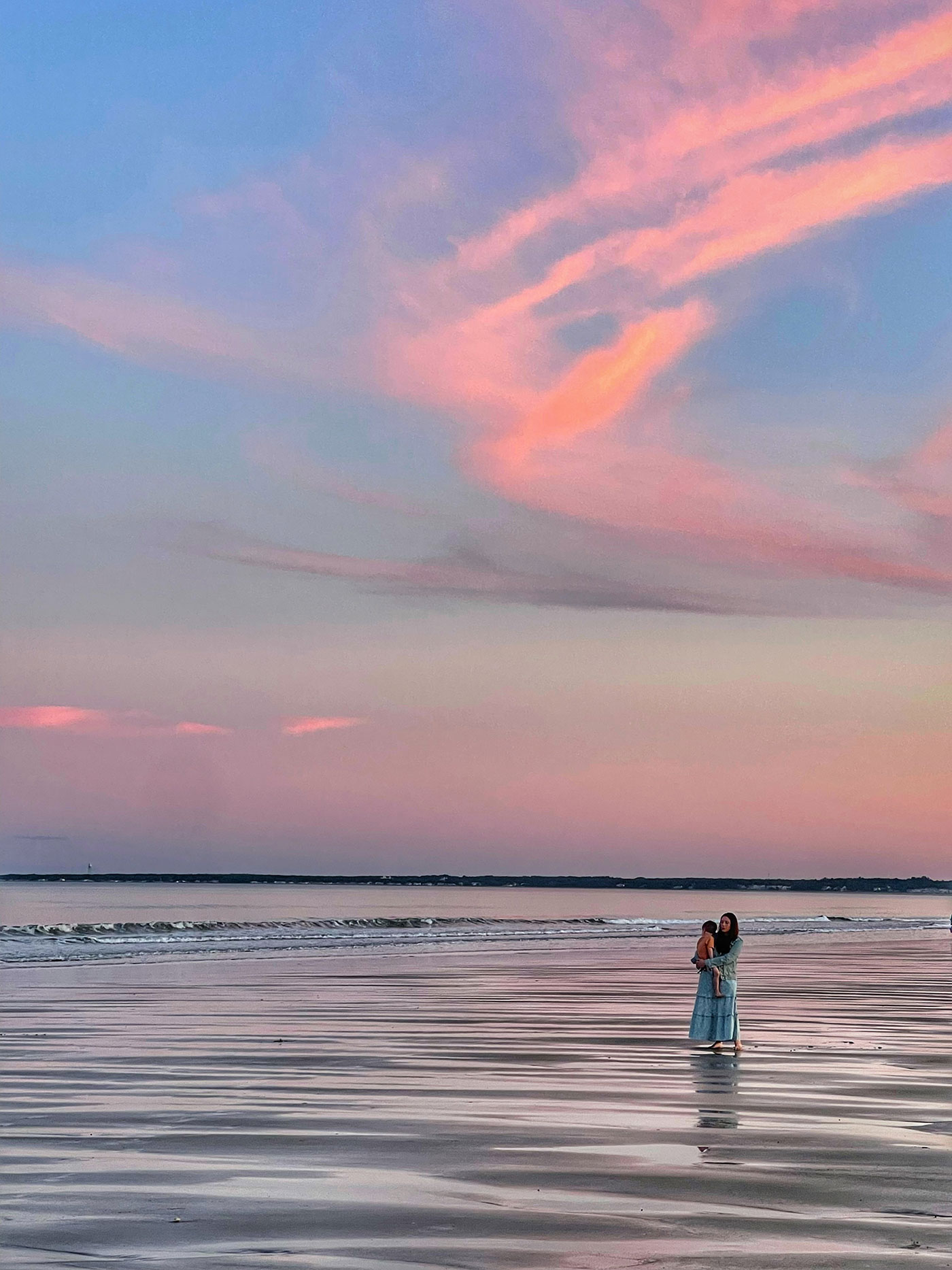 mom and child on beach