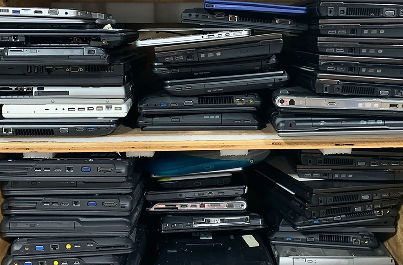 Stack of laptops