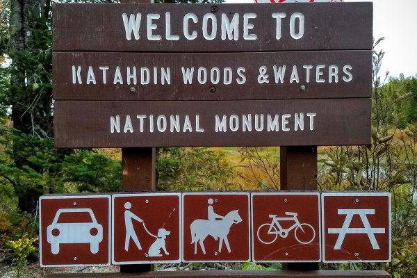sign at Katahdin Woods & Waters