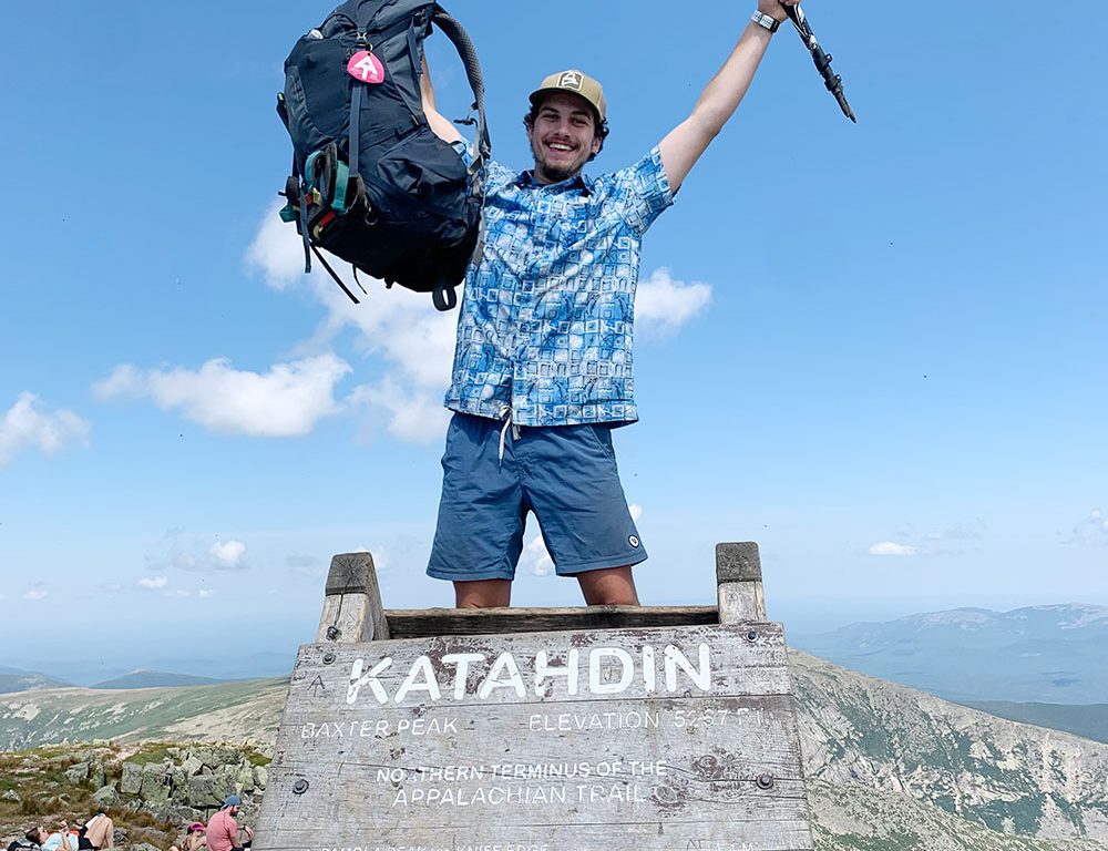 Ethan with Katahdin sign