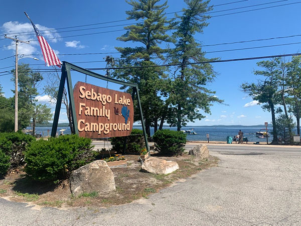 sign for Sebago Lake Family Campground