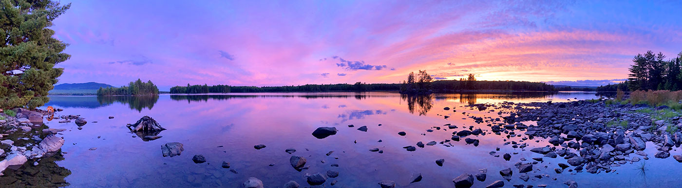 panoramic sunset over Indian Pond