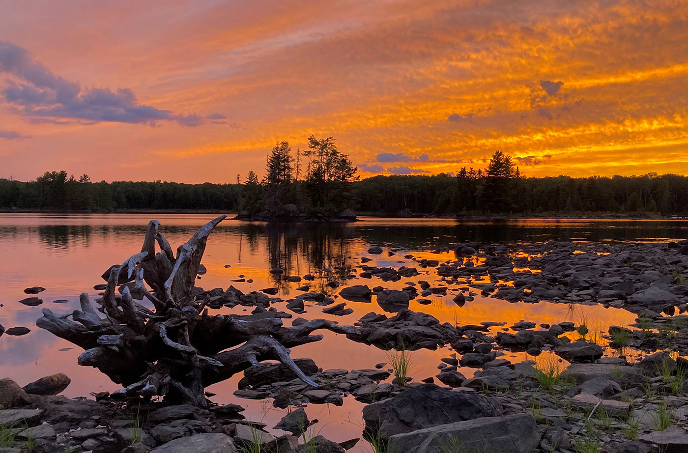 orange sunset over Indian Pond