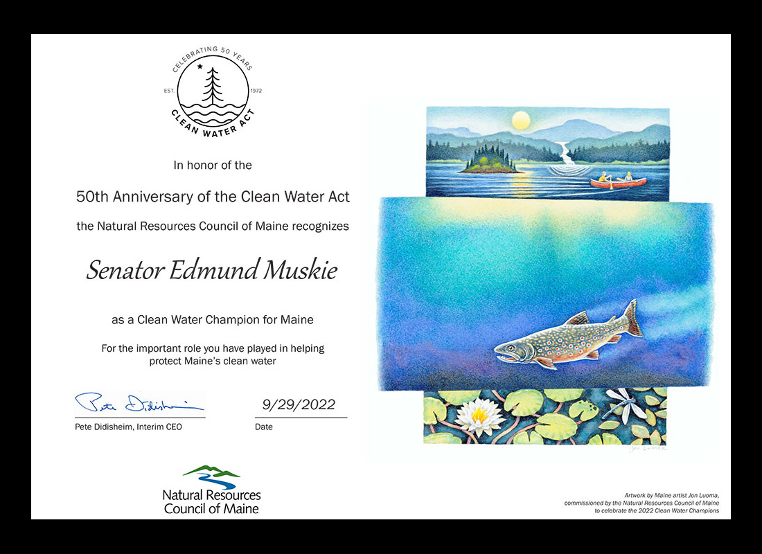 Clean Water Champions certificate