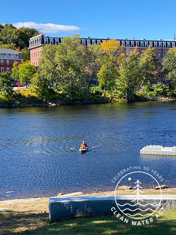 man kayaking on Androscoggin