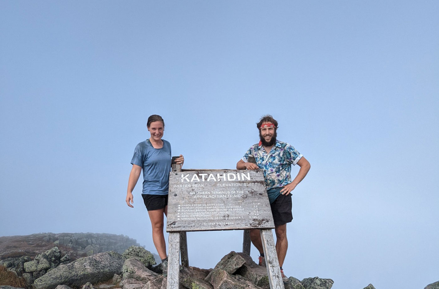 thru hikers at top of Katahdin