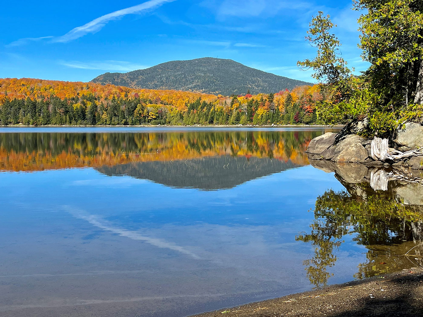 mountain view from lake below