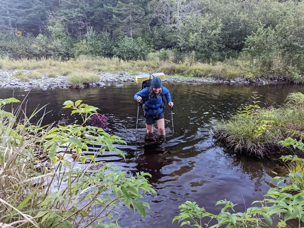 Wading through water