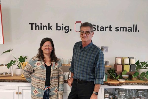 Author Ed Humes and GoGoRefill Owner stand by counter