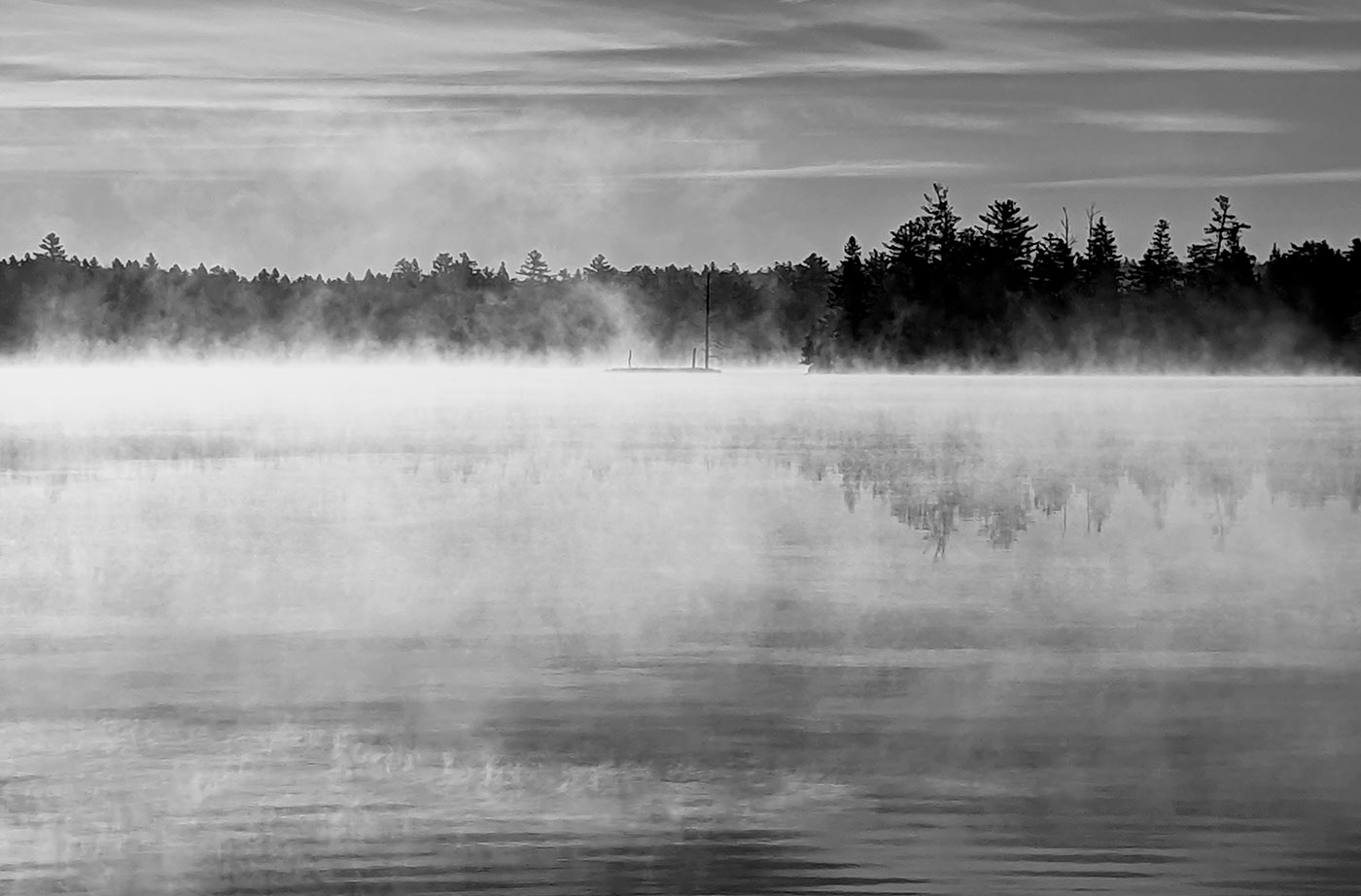 fog rising from Kidney Pond at Baxter State Park