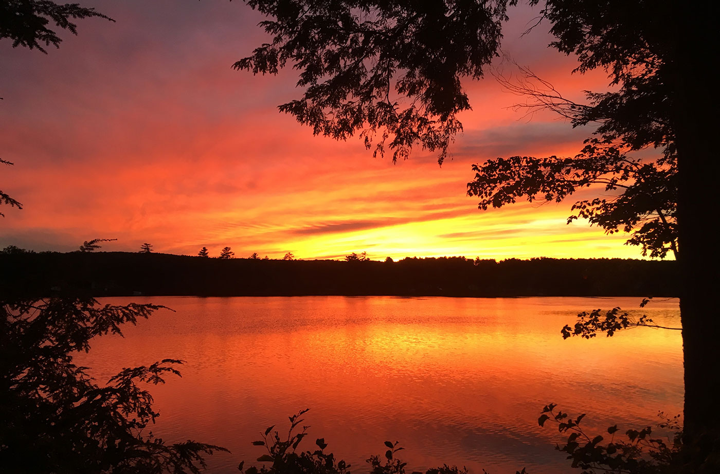 sunset over lake