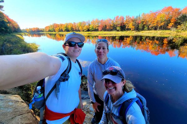 group selfie in fall at Machias River Preserve