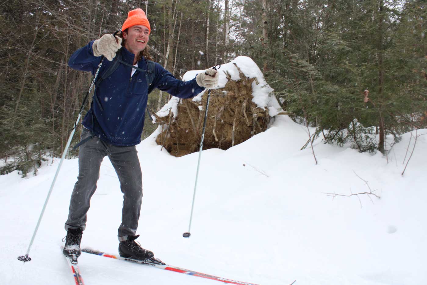 Josh skiing and smiling