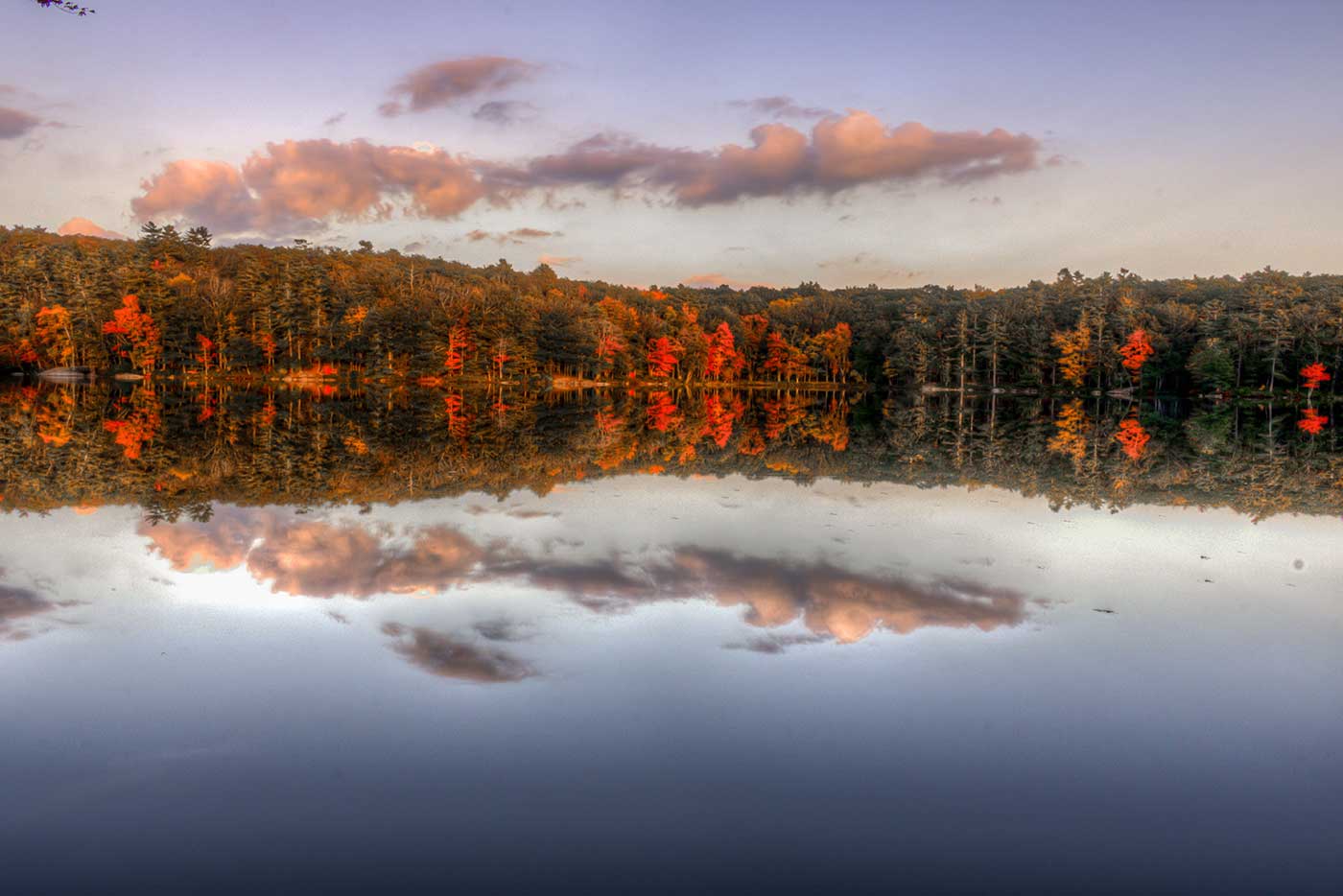 Fall colors reflecting in pond