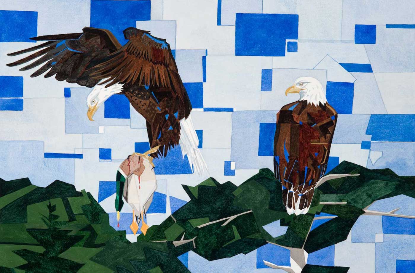 artwork of eagles and mallard by Diana McDowell