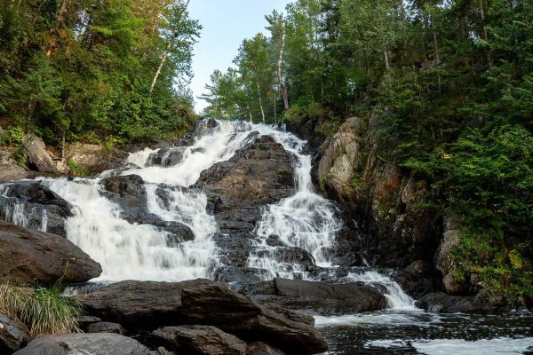 waterfall with water rushing down it