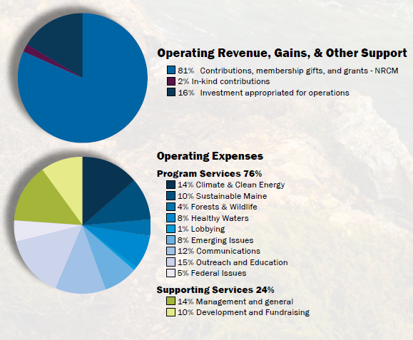 pie charts of NRCM 2023 annual financials