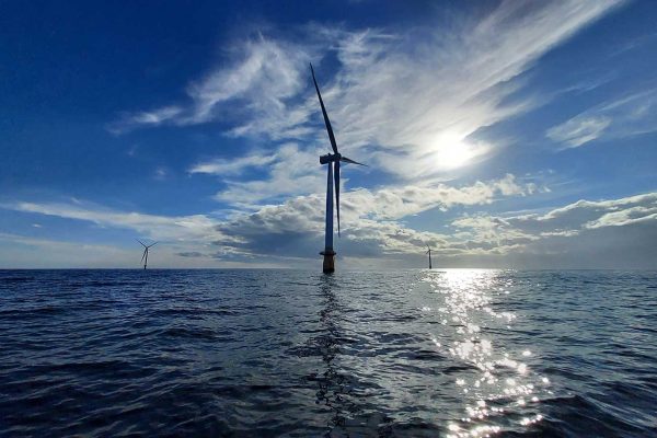 offshore wind turbine floating in ocean