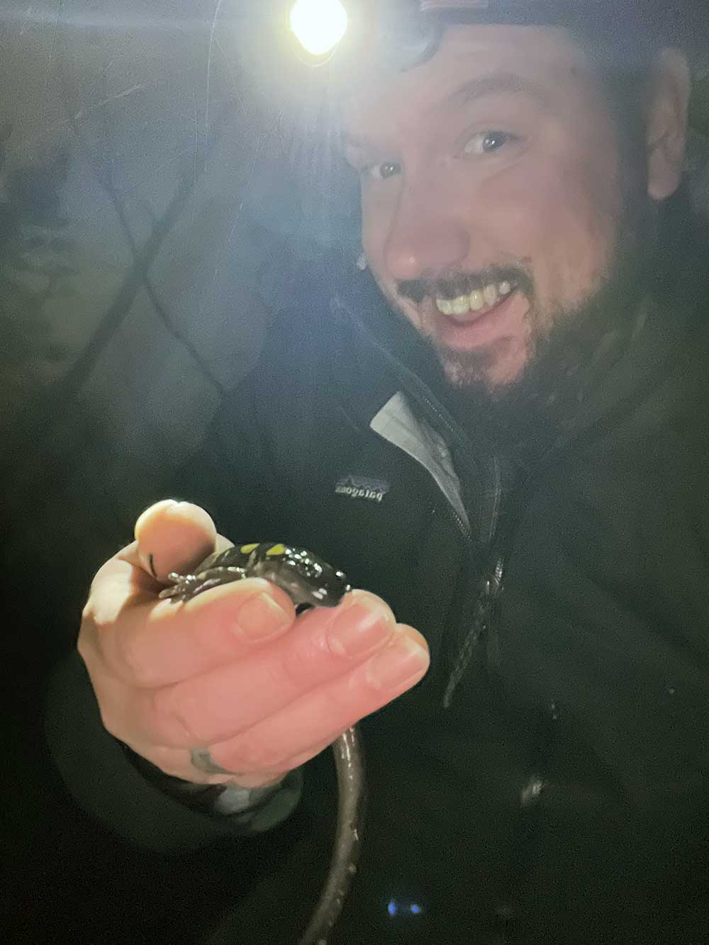 Ben holding yellow spotted salamander